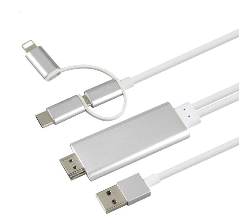 3-in-1 USB-C to HDMI Adapter Cable with Charging Port 2M