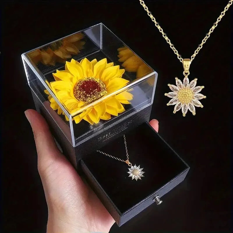 Sunflower Necklace with Gift Box - size and specification details