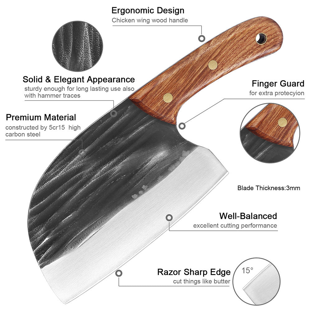 Hand Forged Full Tang Meat Cleaver Chef Knife Stainless Steel