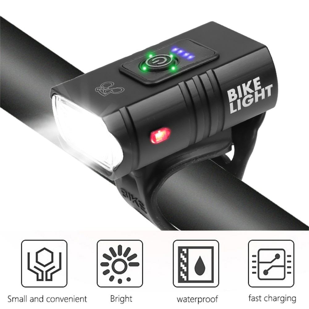 USB Rechargeable LED Bicycle Front Light Waterproof 6 Modes