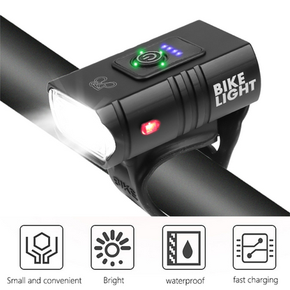 USB Rechargeable LED Bicycle Front Light Waterproof 6 Modes