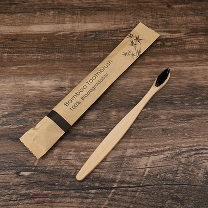 Eco-Friendly Bamboo Toothbrush with Kraft Paper Travel Bag