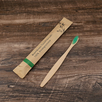 Eco-Friendly Bamboo Toothbrush with Kraft Paper Travel Bag