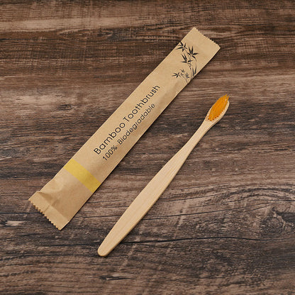 Eco-Friendly Bamboo Toothbrush with Kraft Paper Travel Bag