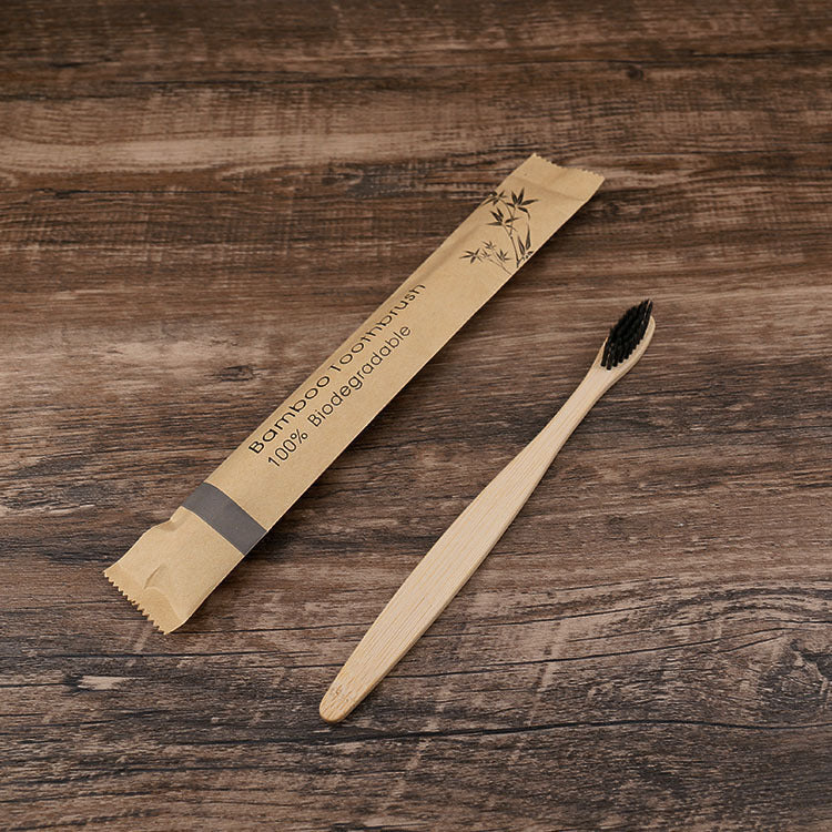 Eco-Friendly Bamboo Toothbrush with Kraft Paper Travel Bag