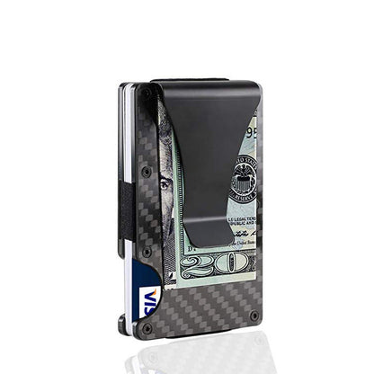 RFID Blocking Slim Carbon Fiber Wallet with Money Clip