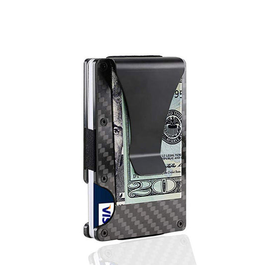 RFID Blocking Slim Carbon Fiber Wallet with Money Clip