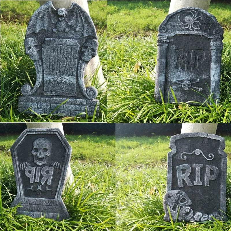 4-Piece Halloween Tombstone Graveyard Decor 🎃