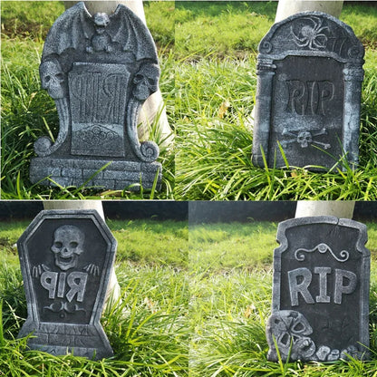 4-Piece Halloween Tombstone Graveyard Decor 🎃