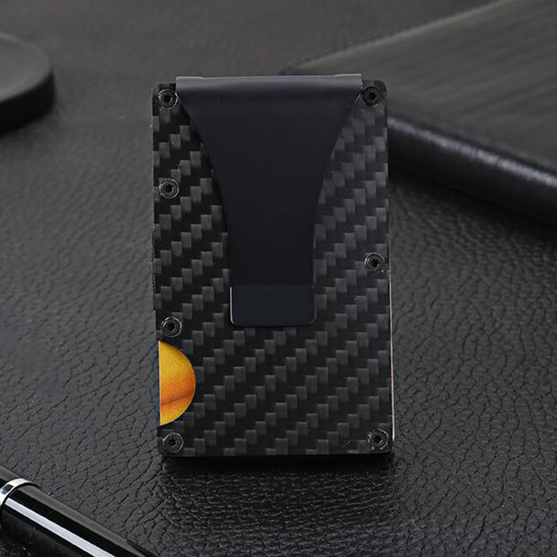 RFID Blocking Slim Carbon Fiber Wallet with Money Clip