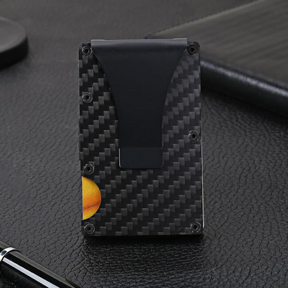 RFID Blocking Slim Carbon Fiber Wallet with Money Clip