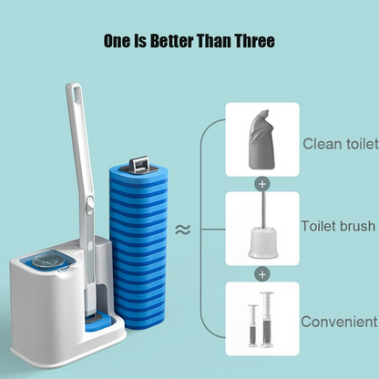 Wall Mounted Disposable Toilet Brush with Cleaning Refills Kit