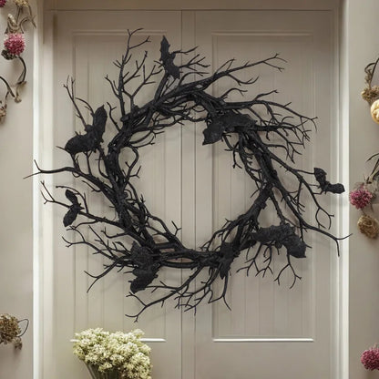 Halloween Bat Wreath with LED Lights