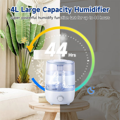 4L BPA-Free Humidifier with Low Water Protection for Home