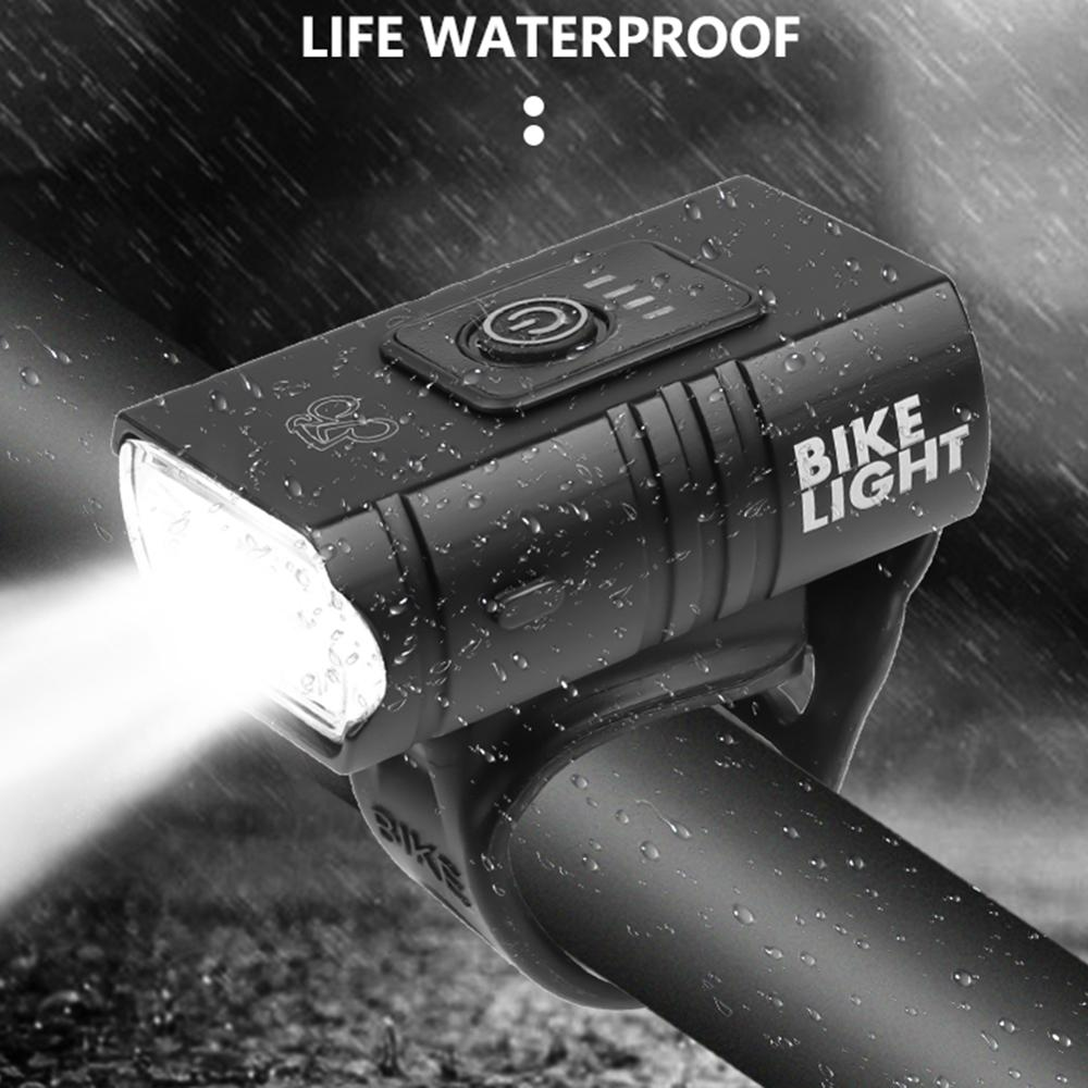 USB Rechargeable LED Bicycle Front Light Waterproof 6 Modes