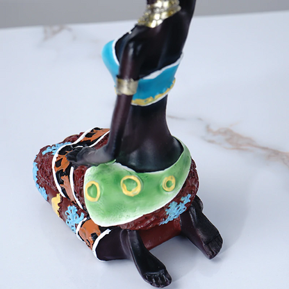 African Women Resin Candle Holder Set for Elegant Home Décor