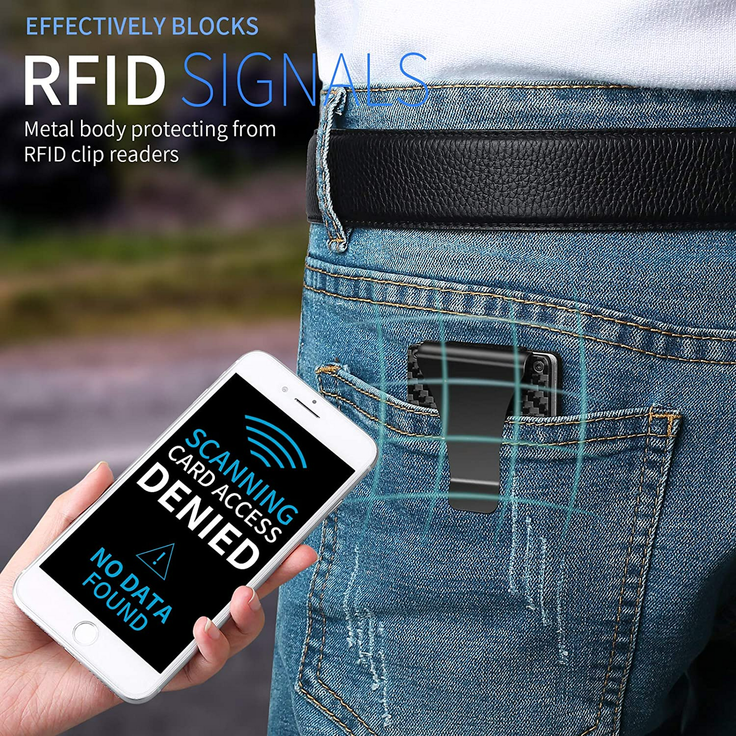 RFID Blocking Slim Carbon Fiber Wallet with Money Clip
