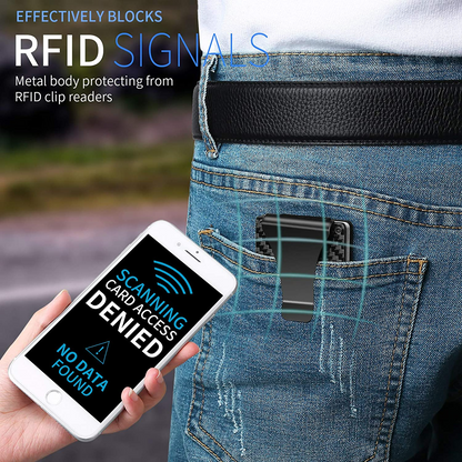 RFID Blocking Slim Carbon Fiber Wallet with Money Clip