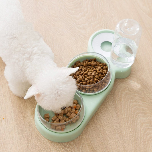 3-in-1 Pet Food & Water Bowl with Tilted Rotating Design