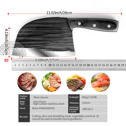 Hand-Forged Stainless Steel Chef Cleaver Slicing Kitchen Knife