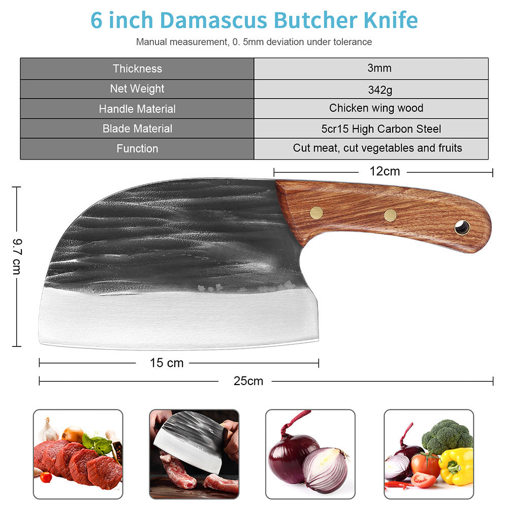 Hand Forged Full Tang Meat Cleaver Chef Knife Stainless Steel