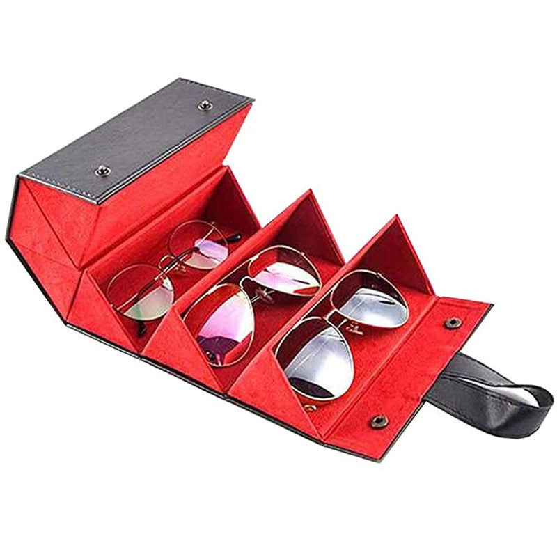 Portable Foldable Eyeglasses Organizer Case for 5 Pairs