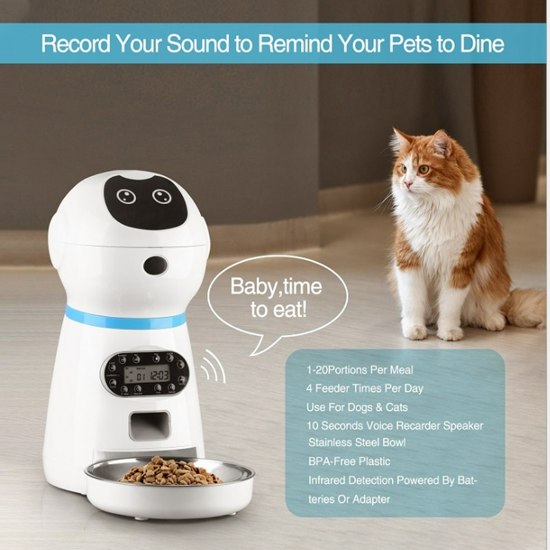 Automatic Pet Feeder with Voice Recorder & Programmable Meals