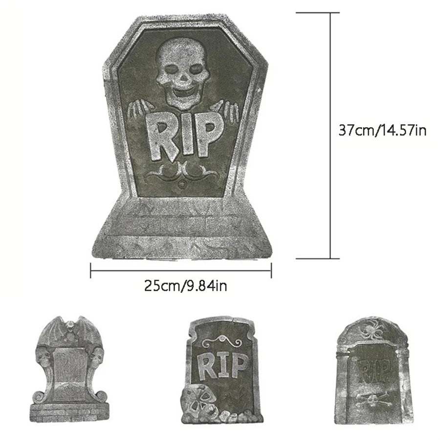 4-Piece Halloween Tombstone Graveyard Decor 🎃