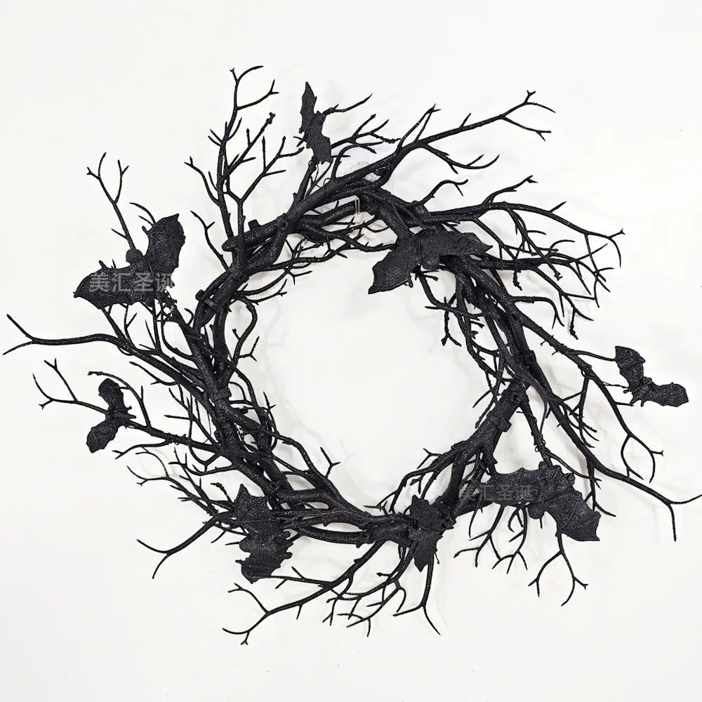 Halloween Bat Wreath with LED Lights