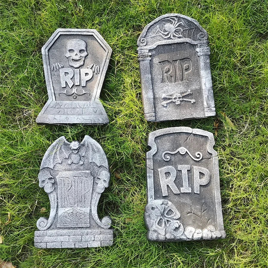 4-Piece Halloween Tombstone Graveyard Decor 🎃