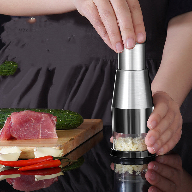 Manual Garlic Press & Vegetable Chopper Stainless Steel Crusher