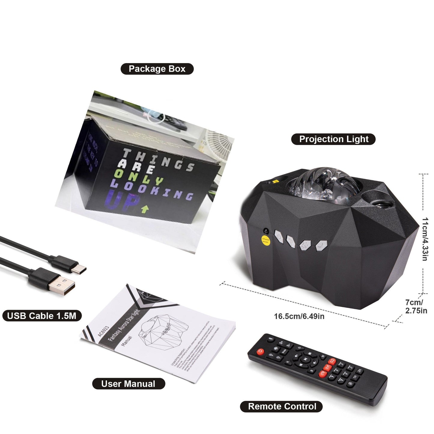 USB Bluetooth Ocean Wave Star Projector Night Light with Remote