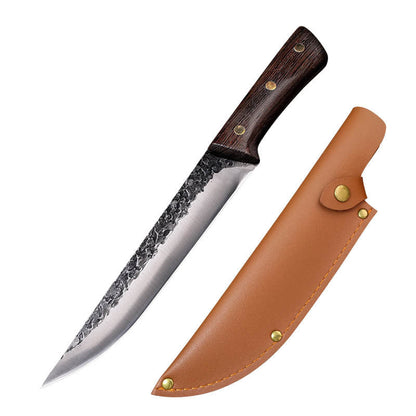 Hand Forged Chef Knife High Carbon Steel with Leather Sheath