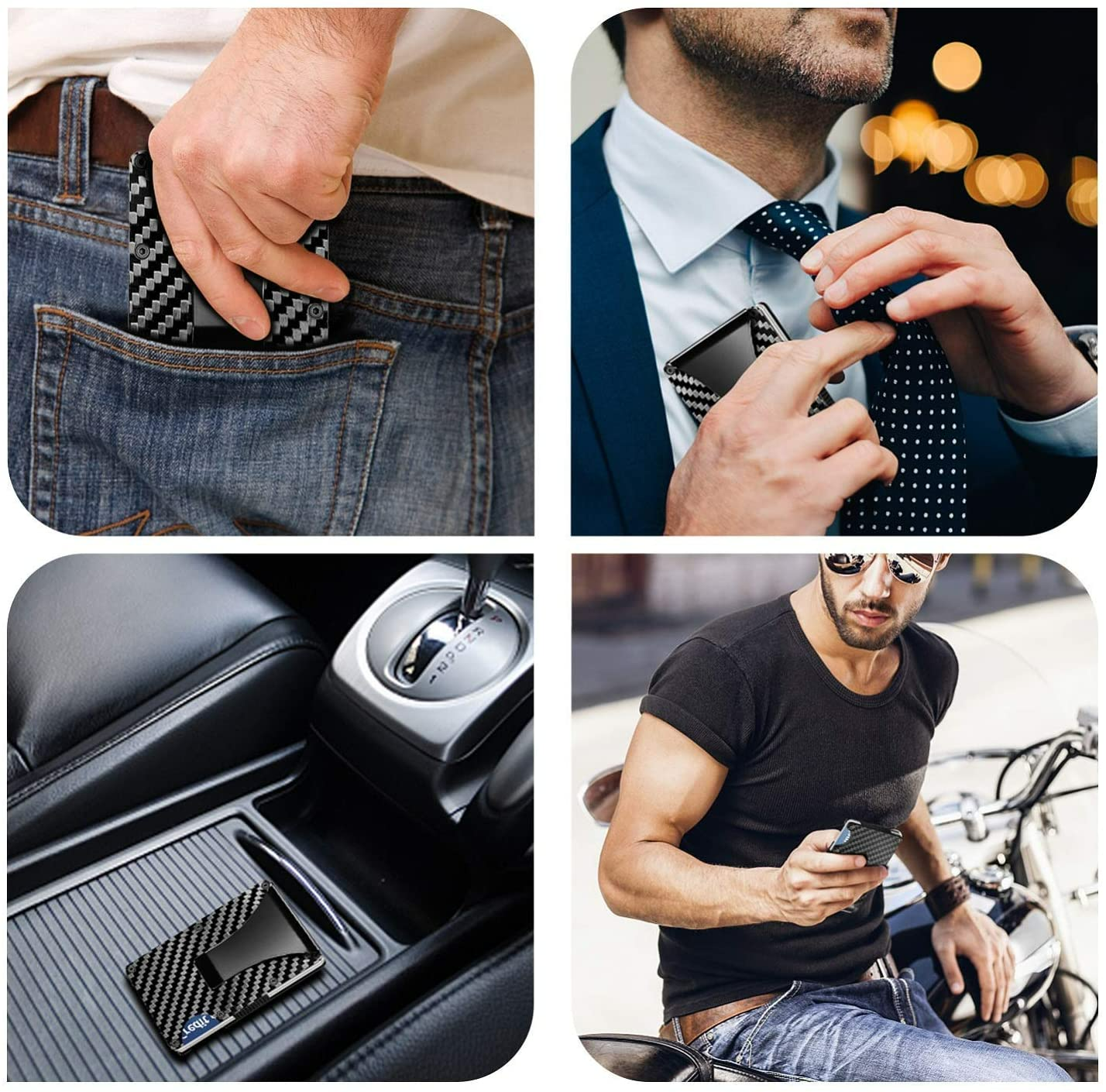 RFID Blocking Slim Carbon Fiber Wallet with Money Clip