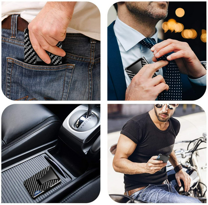 RFID Blocking Slim Carbon Fiber Wallet with Money Clip