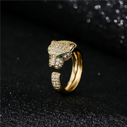 CZ Leopard Head Open Ring - in use