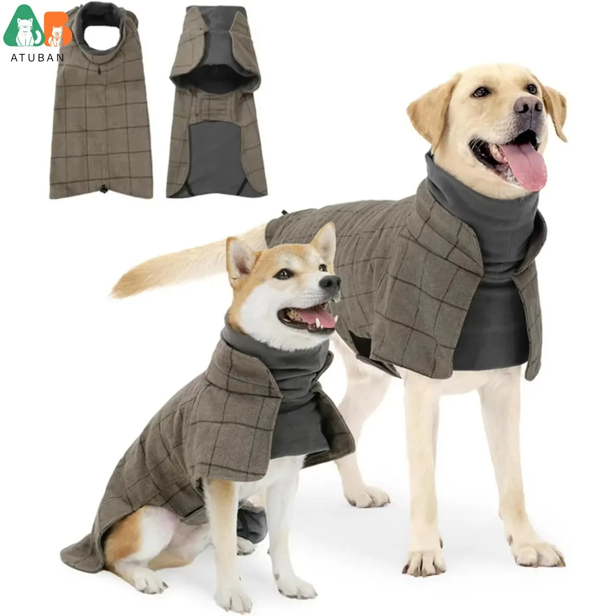 Plaid Fleece Dog Winter Coat - main product view