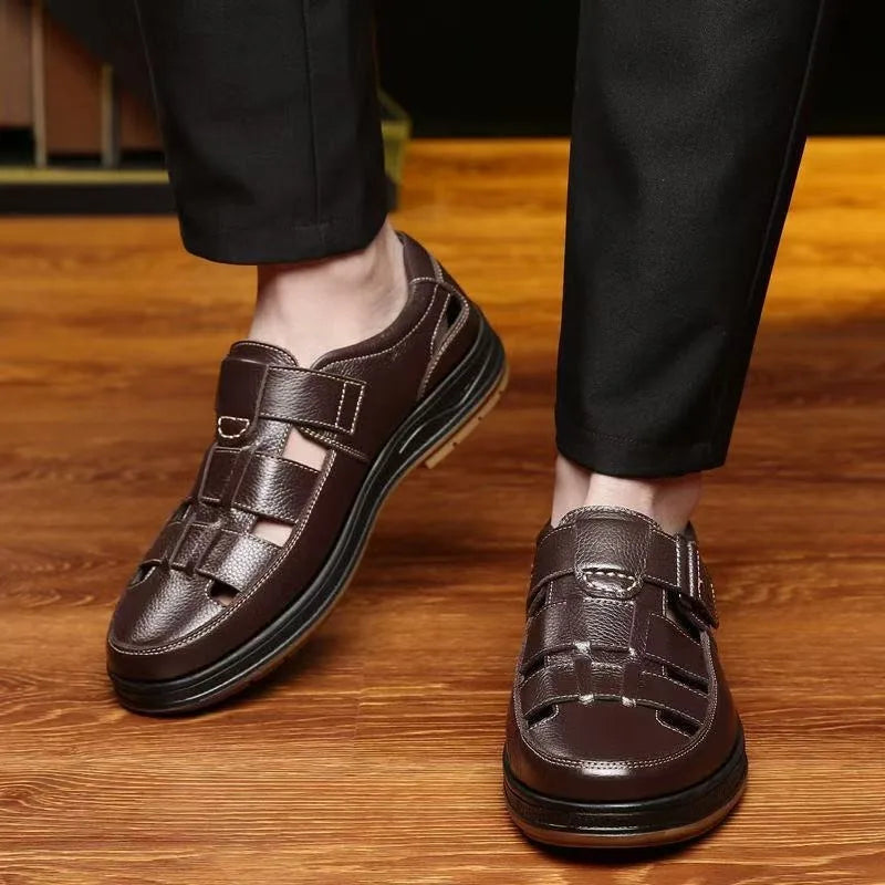 Men's Breathable Leather Shoes - close-up of details