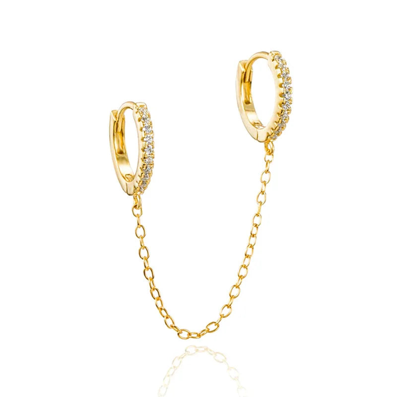 Double Pierced Chain Stud Earrings - additional view 60
