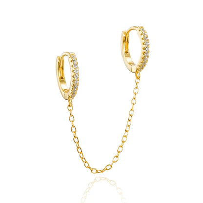 Double Pierced Chain Stud Earrings - additional view 60