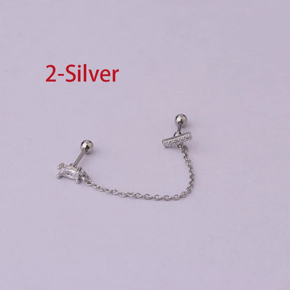 Double Pierced Chain Stud Earrings - additional view 47