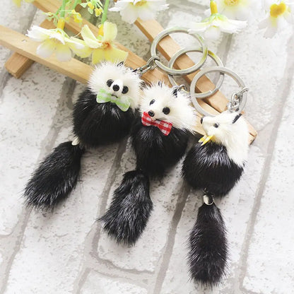 Fluffy keychain on a backpack