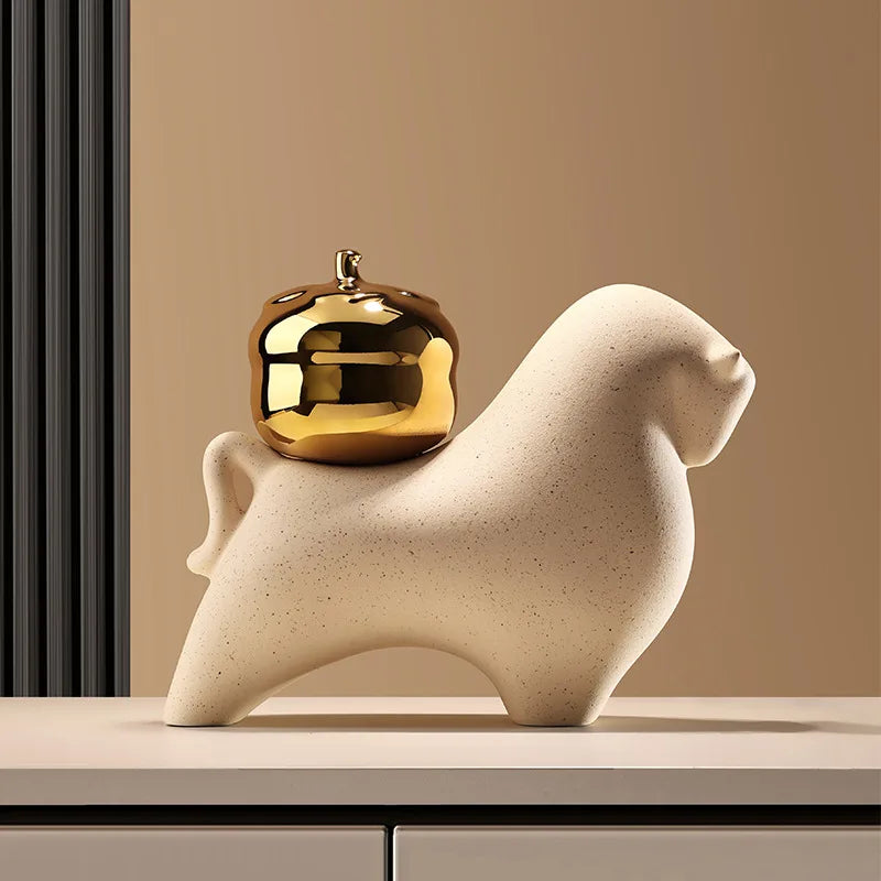 White Porcelain Animal Figurine - side view