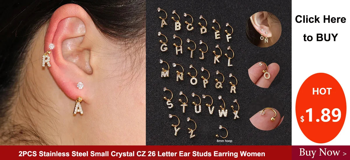 Double Pierced Chain Stud Earrings - additional view 19