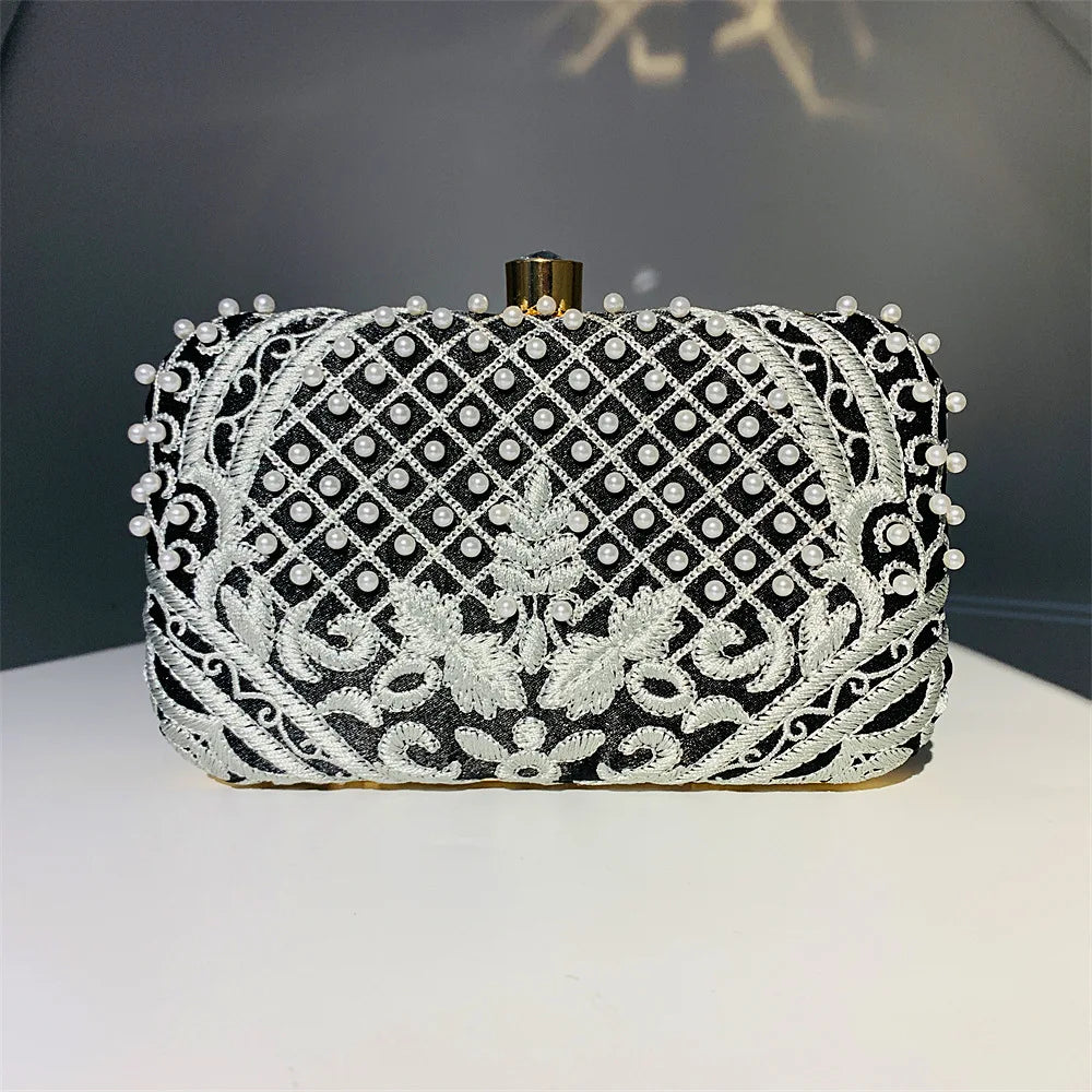 Embroidered Evening Clutch Bag - in use