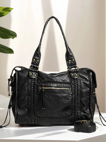 Retro PU Shoulder Bag for Women - in use