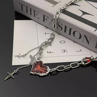 Y2K Gothic Red Heart Necklace - additional view 9