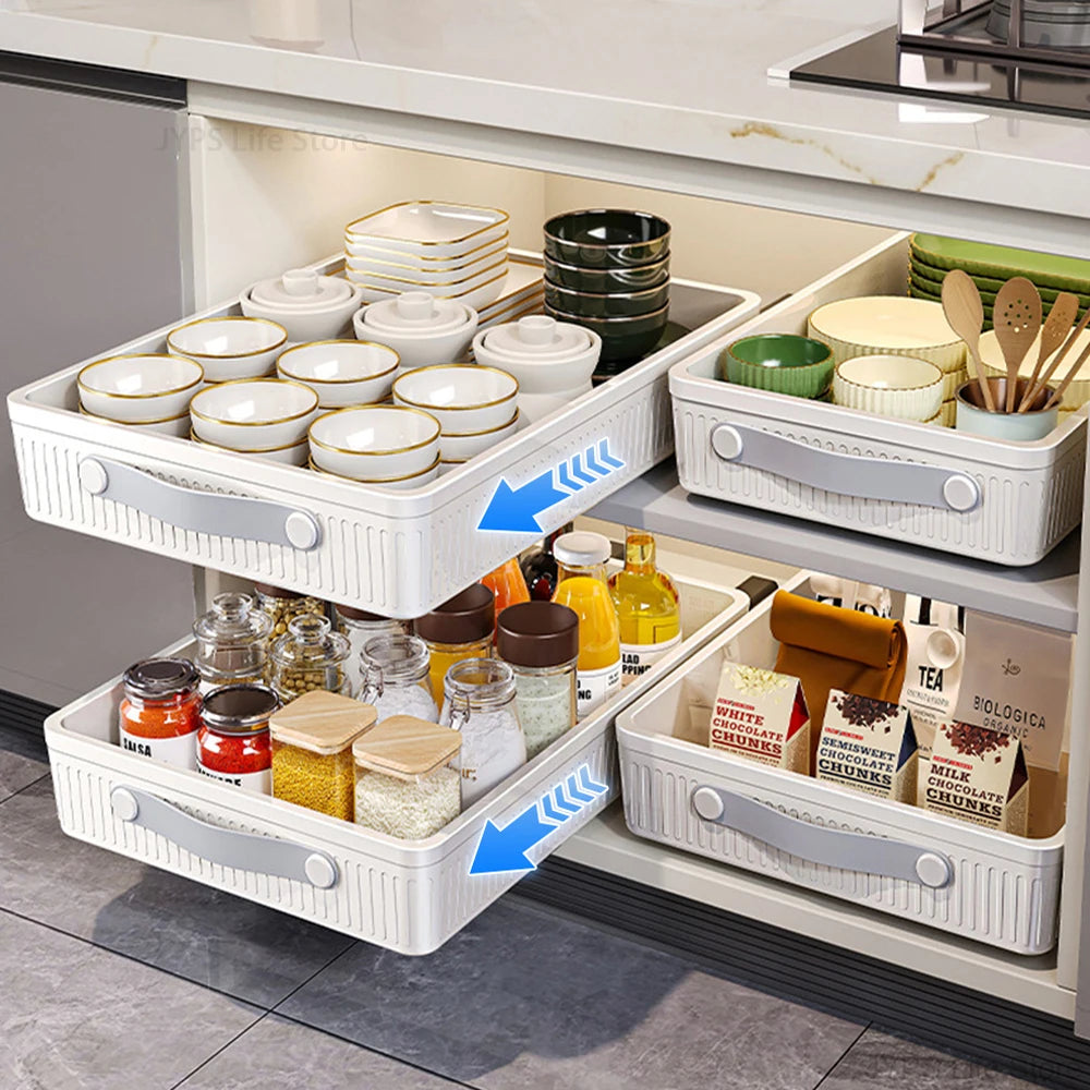 Pull-Out Cabinet Storage Tray - side view