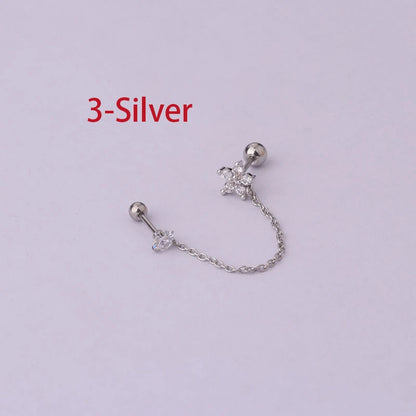 Double Pierced Chain Stud Earrings - additional view 48