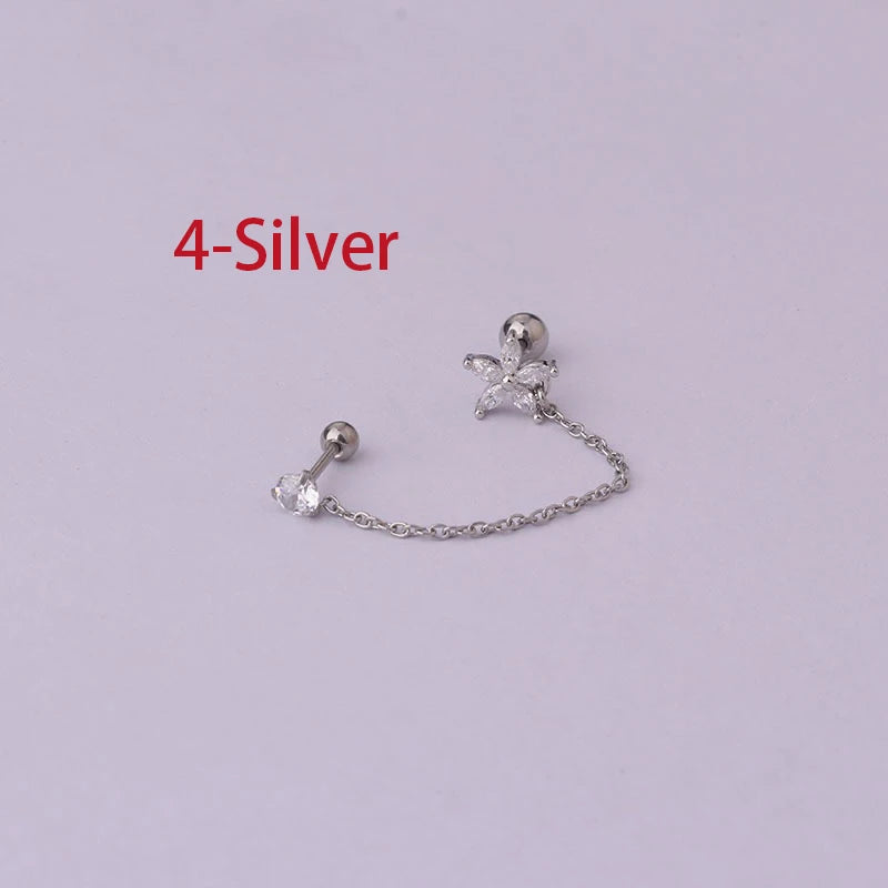 Double Pierced Chain Stud Earrings - additional view 66